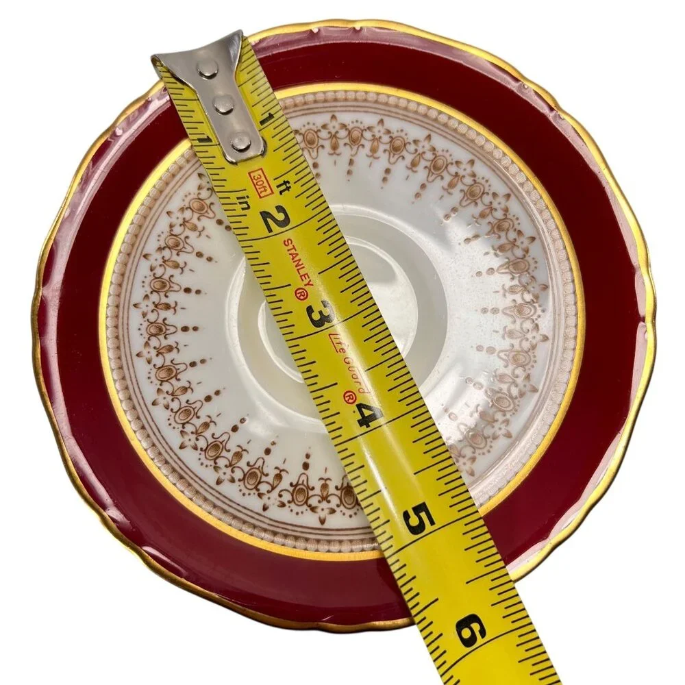 Vtg Royal Worcester Red Regency Tea Cup Saucer Set Of 2 Gold Trim England - Picture 15 of 15